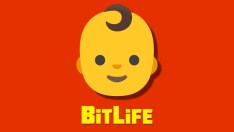 A Baby emoji on an orange background with the BitLife logo beneath it