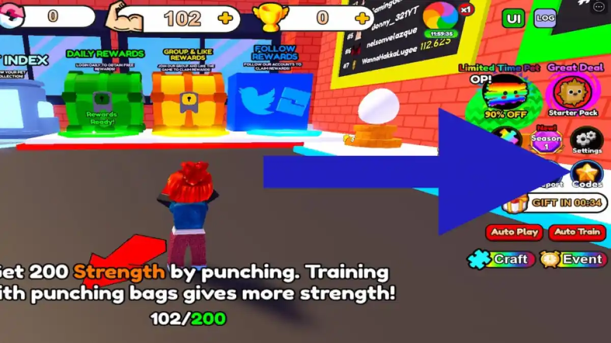 How to redeem codes in Arcade Punch Simulator