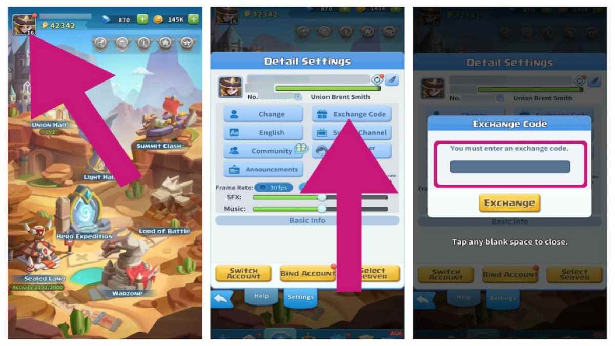 How to redeem codes in Hero Clash