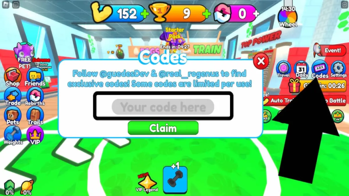 How to redeem codes in Sixpack Simulator