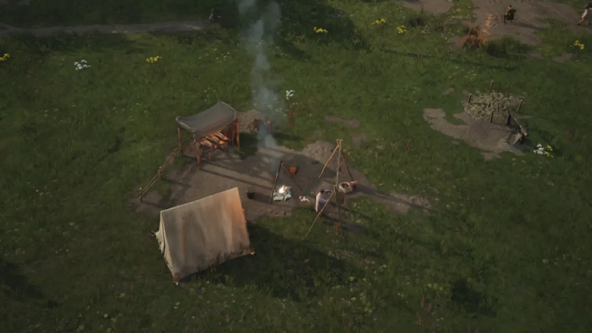 Hunting Camp in the evening in Manor Lords