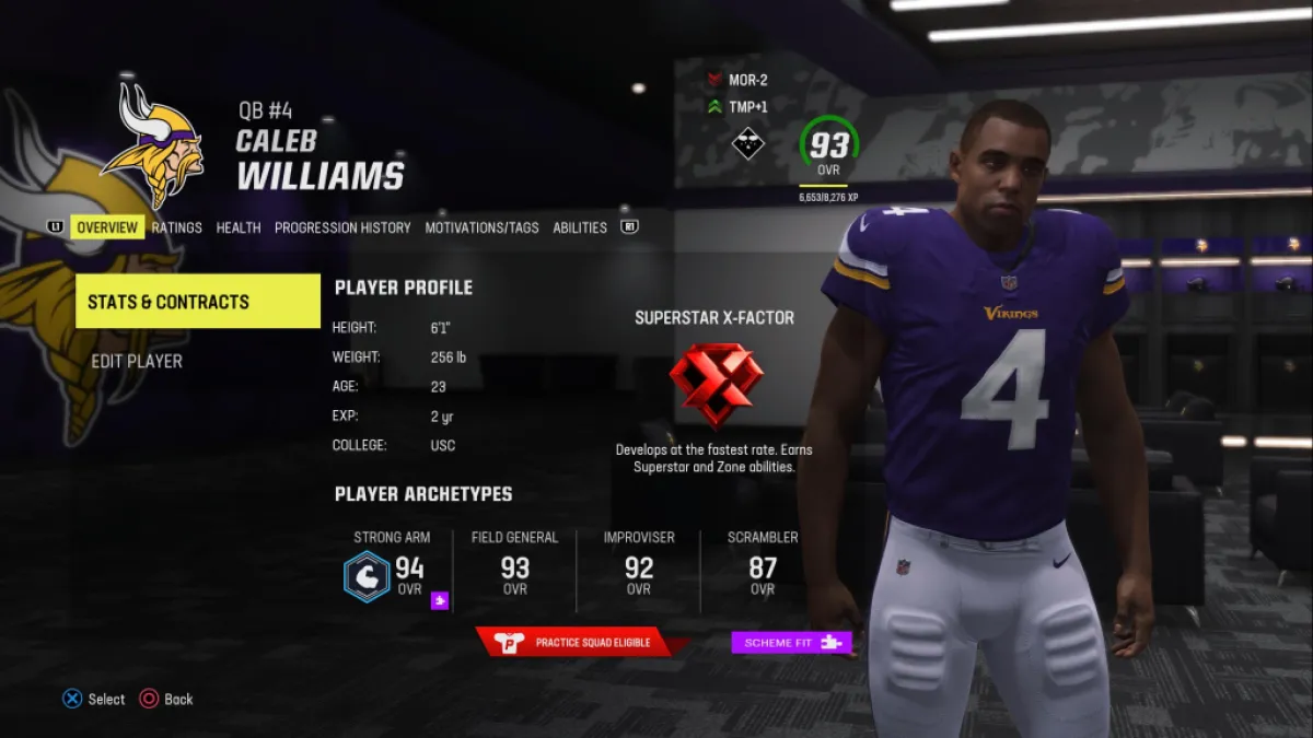 Caleb Williams in Madden 24 Franchise mode. This image is part of an article about how to get 2024 draft picks in Madden 24
