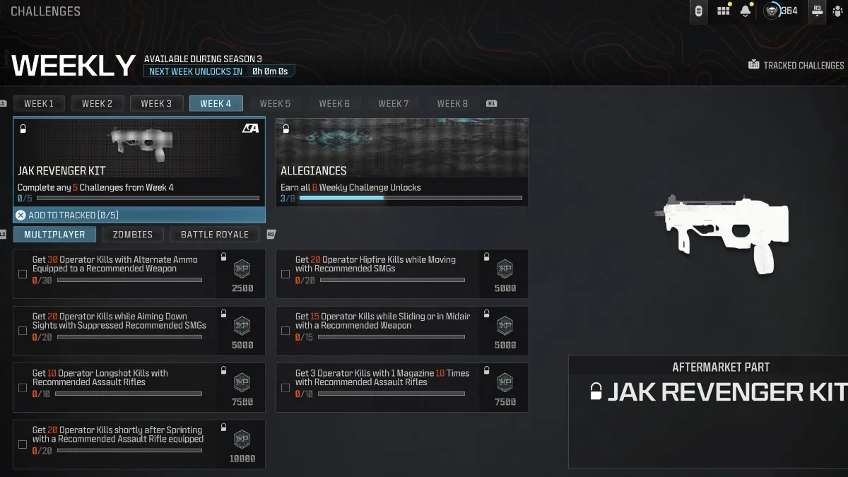 JAK Revenger Kit reward for Week 4 in MW3.
