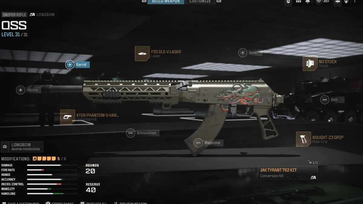 Gunsmith attachments for the Longbow in MW3.