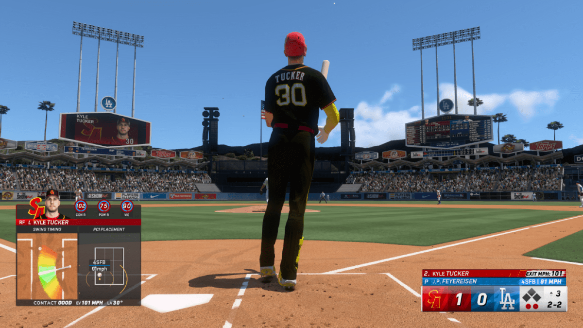 Kyle Tucker stepping up to bat in a still from MLB The Show 24.