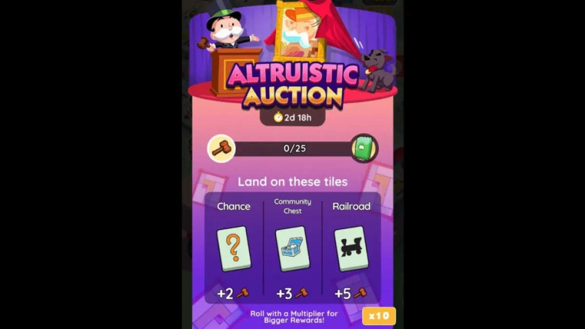 Monopoly GO Altruistic Auction Milestone Rewards
