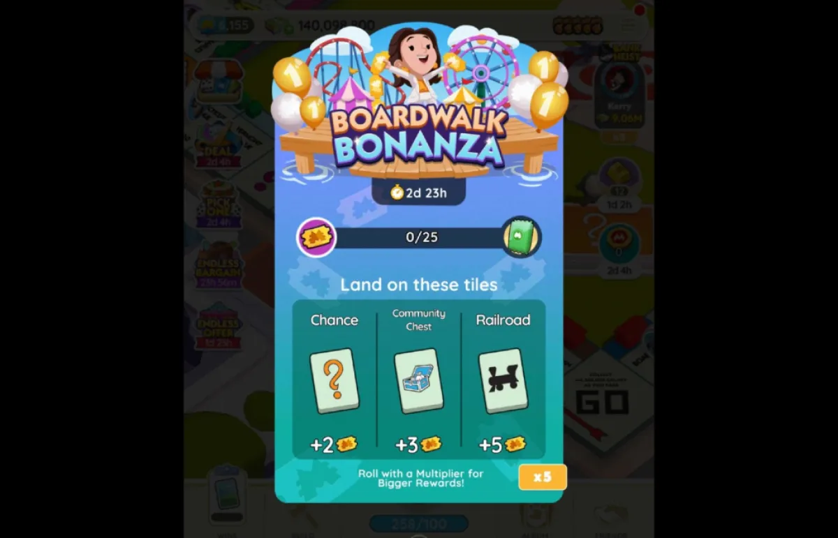 Monopoly GO Boardwalk Bonanza explanation on how to play and rewards for completion
