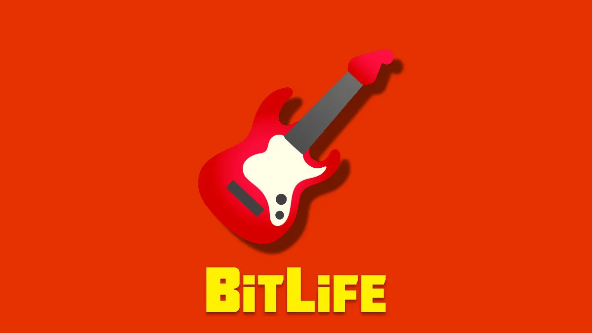A photo of a Guitar Emoji with the BitLife logo below.