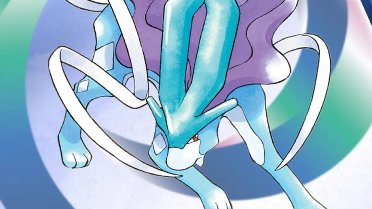 Suicune on the cover of Pokemon Crystal