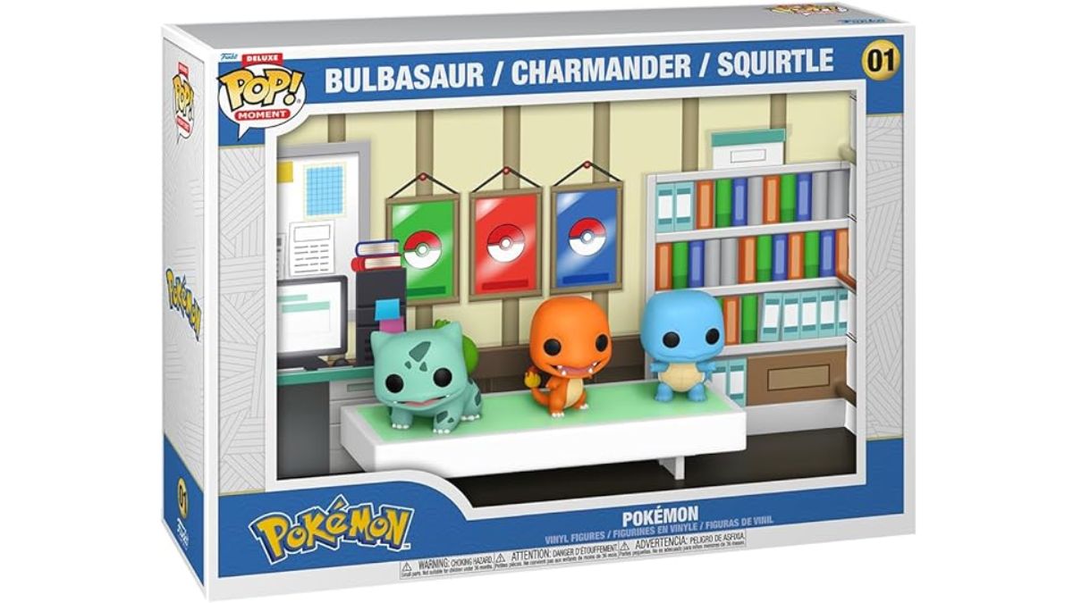 Photo of a Funko Pop starter set featuring Bulbasaur, Charmander, and Squirtle Funko Pops