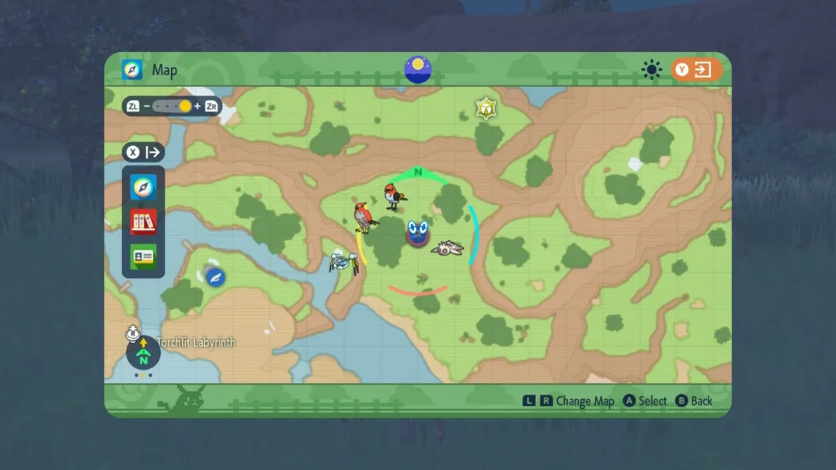 Pokemon Scarlet and Violet screenshot of Meloetta's location on the Blueberry Academy map.