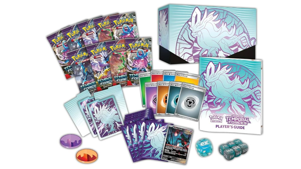 Photo of the Temporal Forces Elite Trainer box, with all included items spread out next to the box