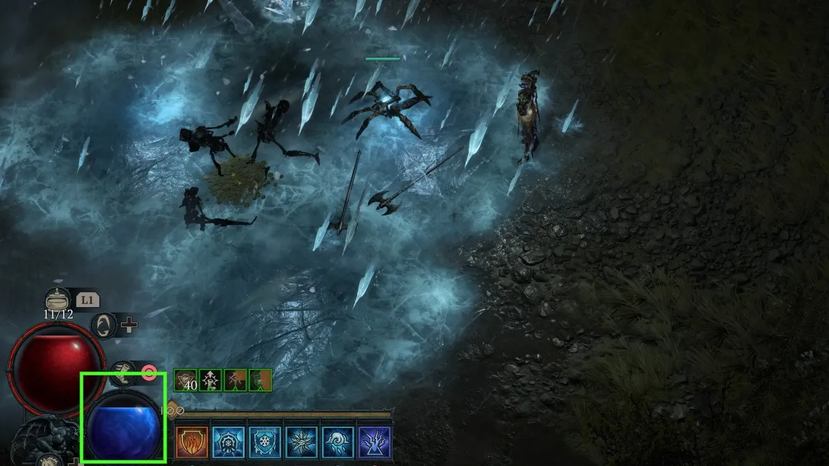 Primary Resource counter on the Sorceress in Diablo 4.