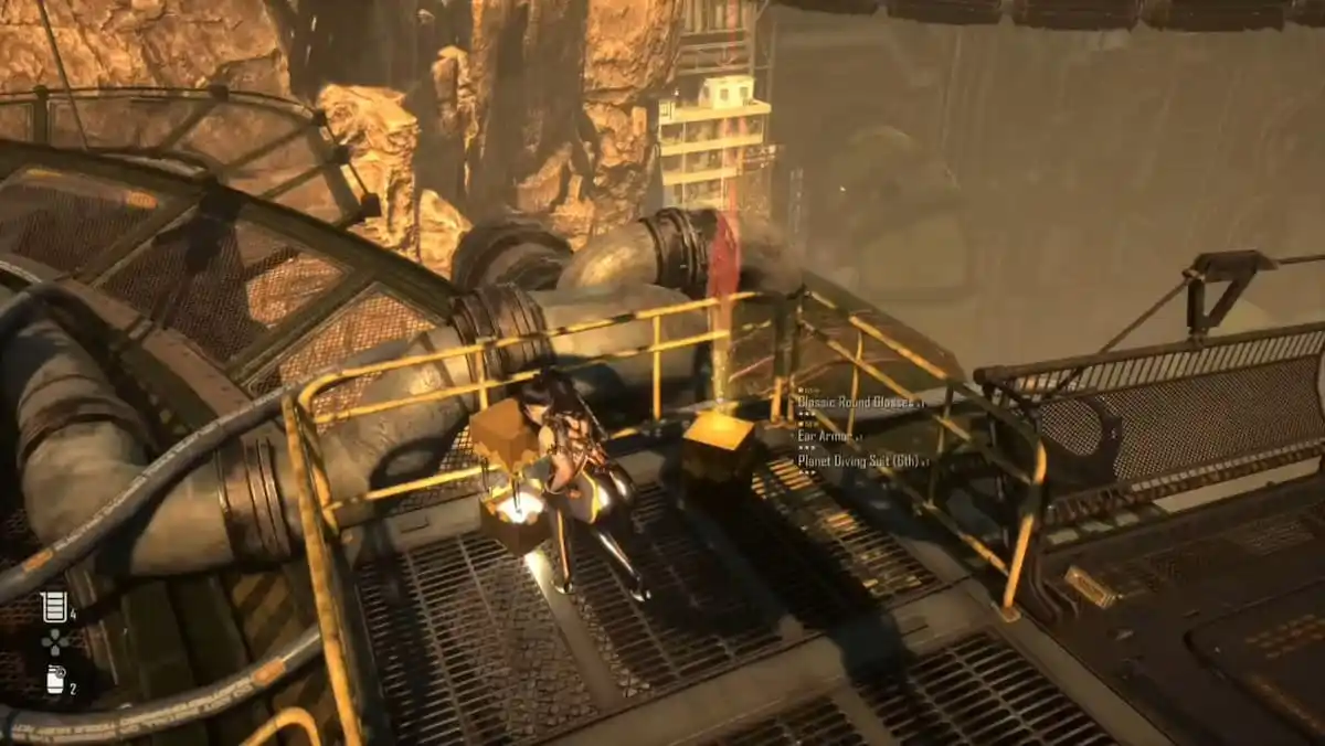 a screenshot of eve examining the yellow boxes in stellar blade
