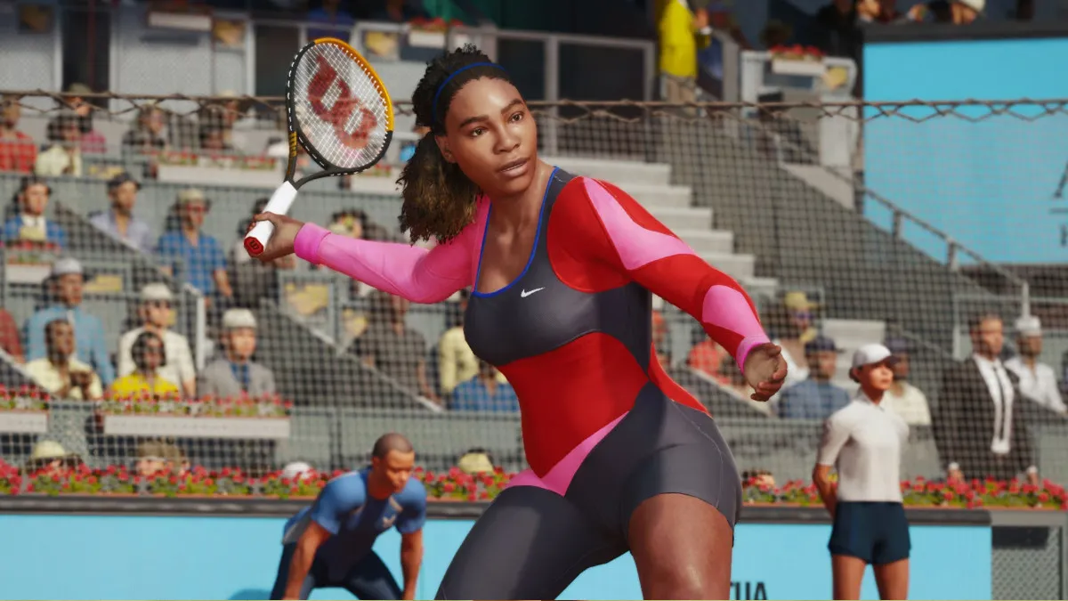 SERENA WILLIAMS about to hit a return in Top Spin 2K25