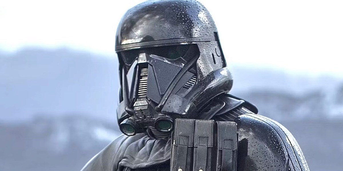 A close-up of one of Star Wars' Death Troopers