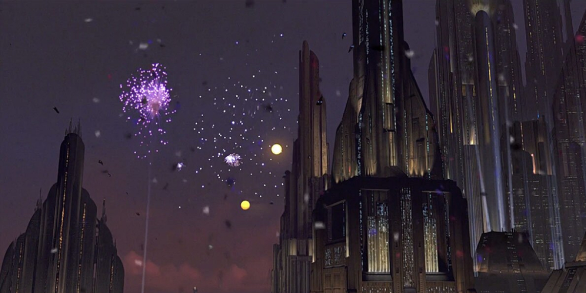 Coruscant in Star Wars: Return of the Jedi's galaxy-spanning montage