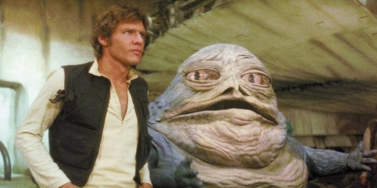 Han Solo and Jabba the Hutt in a scene from the Star Wars: Special Edition re-release