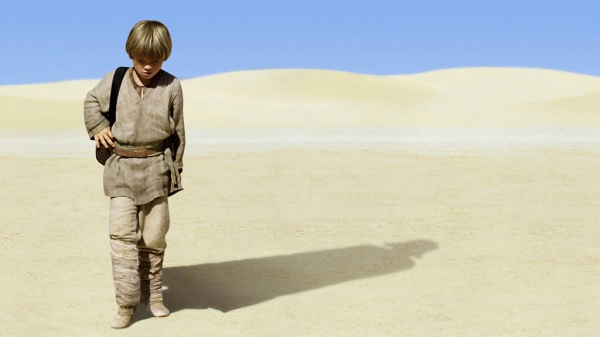 Anakin Skywalker casts Darth Vader's shadow in the teaser poster for Star Wars: The Phantom Menace