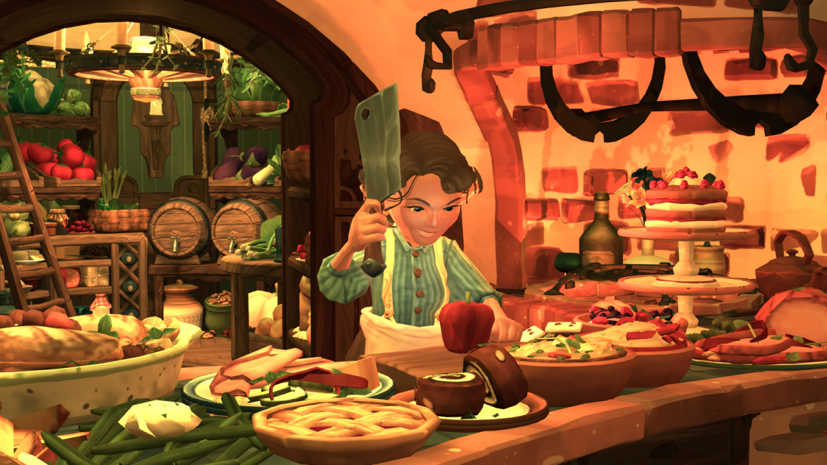 A female hobbit cooking in Tales of the Shire