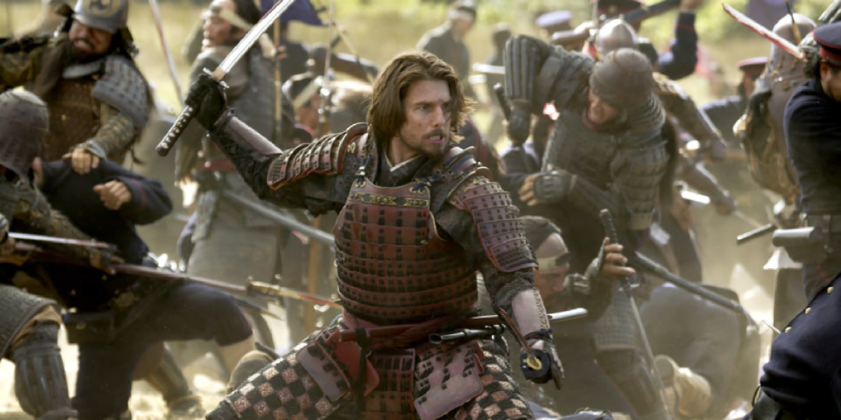 Tom Cruise as Nathan Algren in one of The Last Samurai's battle scenes