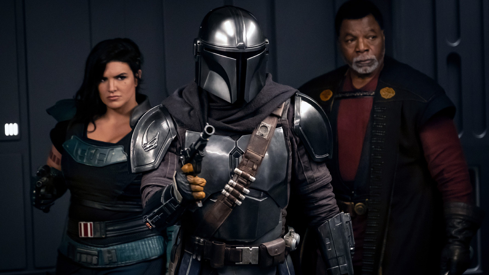 Cara Dune, Din Djarin, and Greef Karga in The Mandalorian Season 2