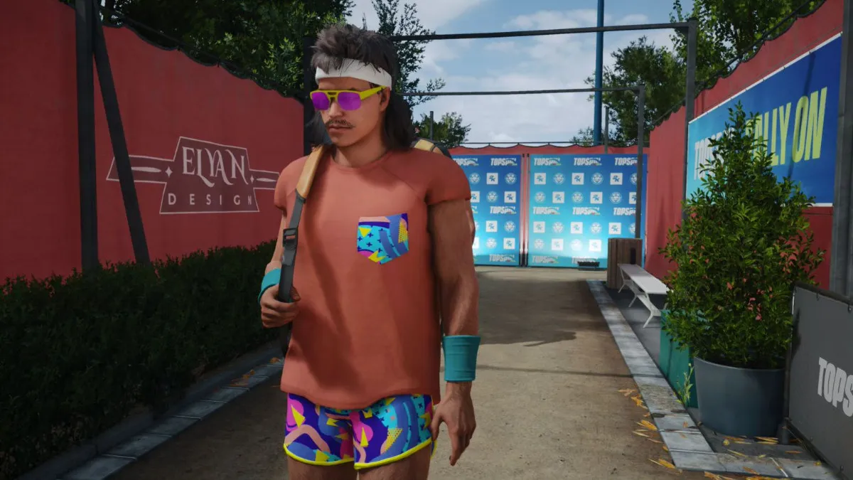 A custom character waits for their introduction before a match in Top Spin 2K25.