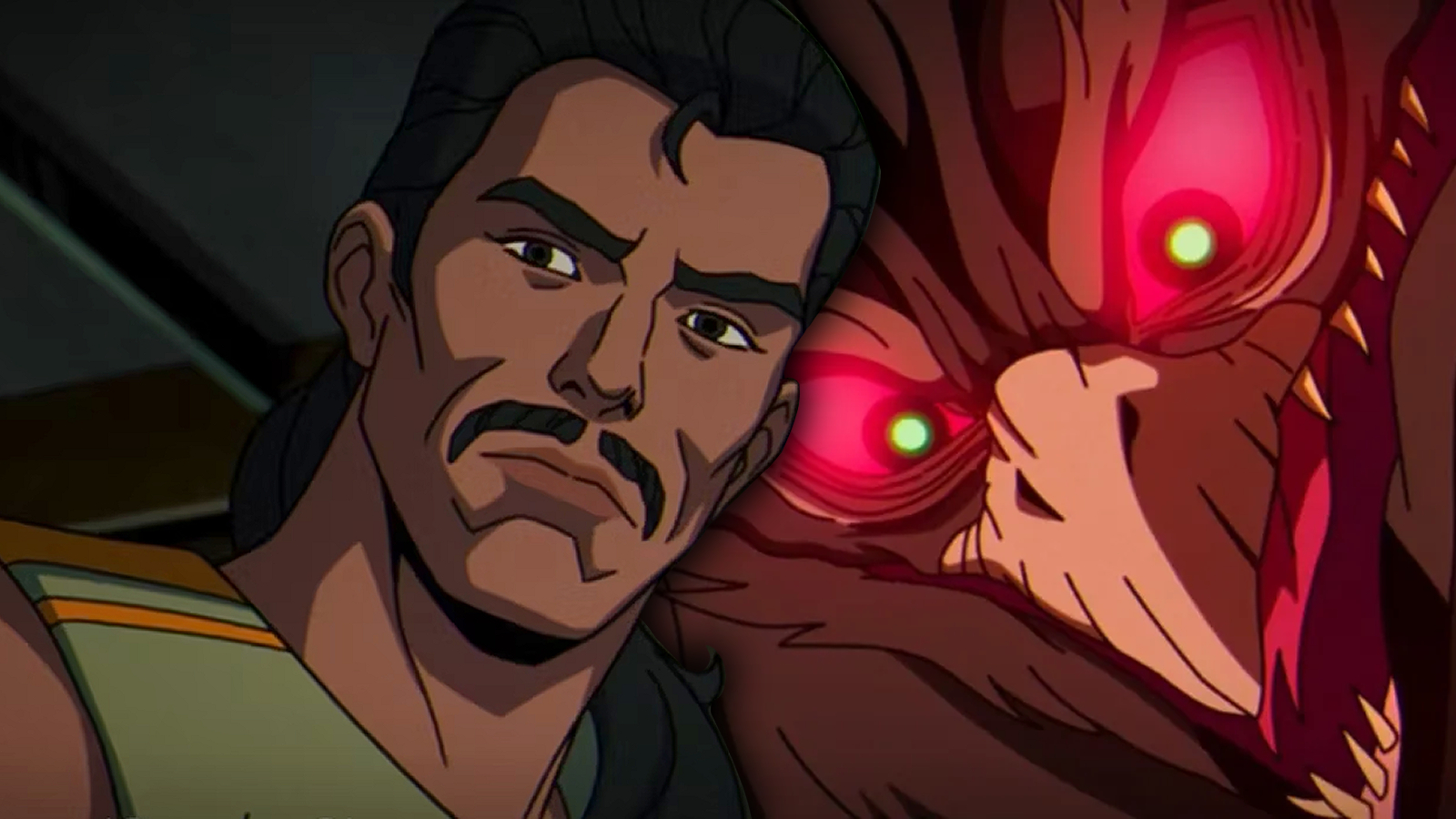 Combined stills of Forge and the Adversary from X-Men '97 Season 1, Episode 4