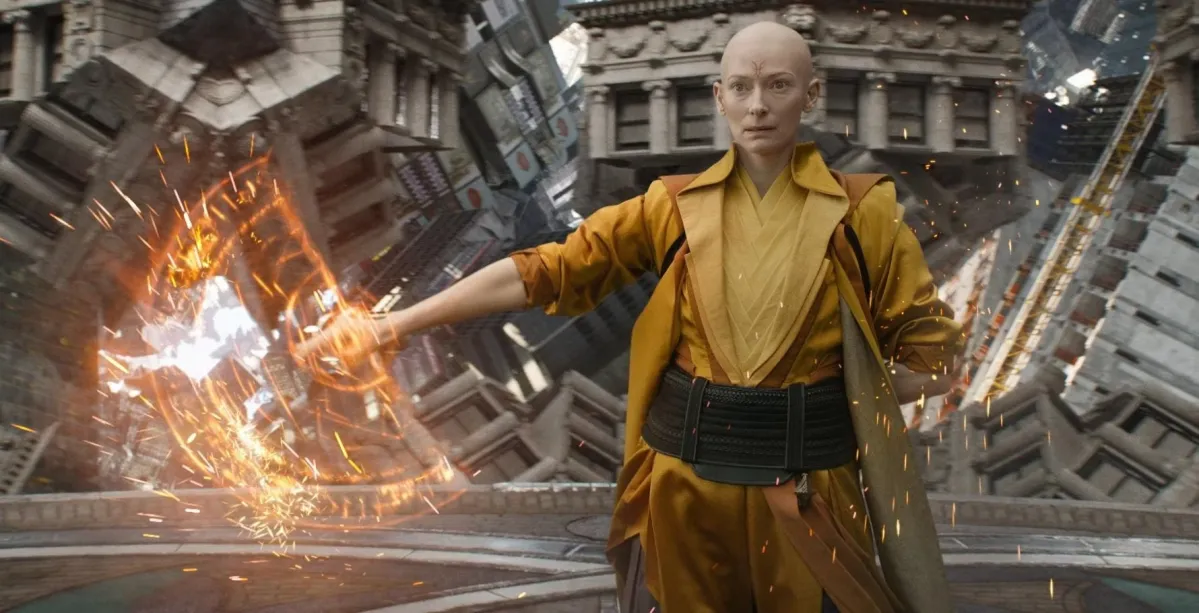 Ancient One using a weapon in Doctor Strange.