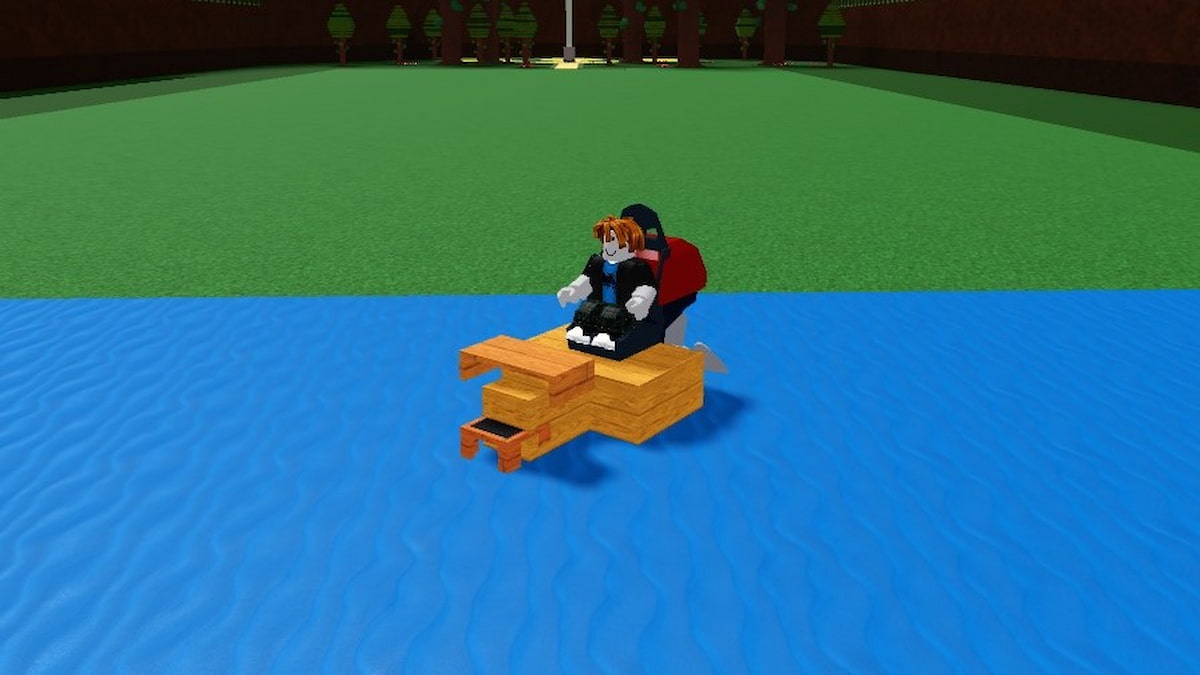 Player sailing a boat in Build a Boat for Treasure