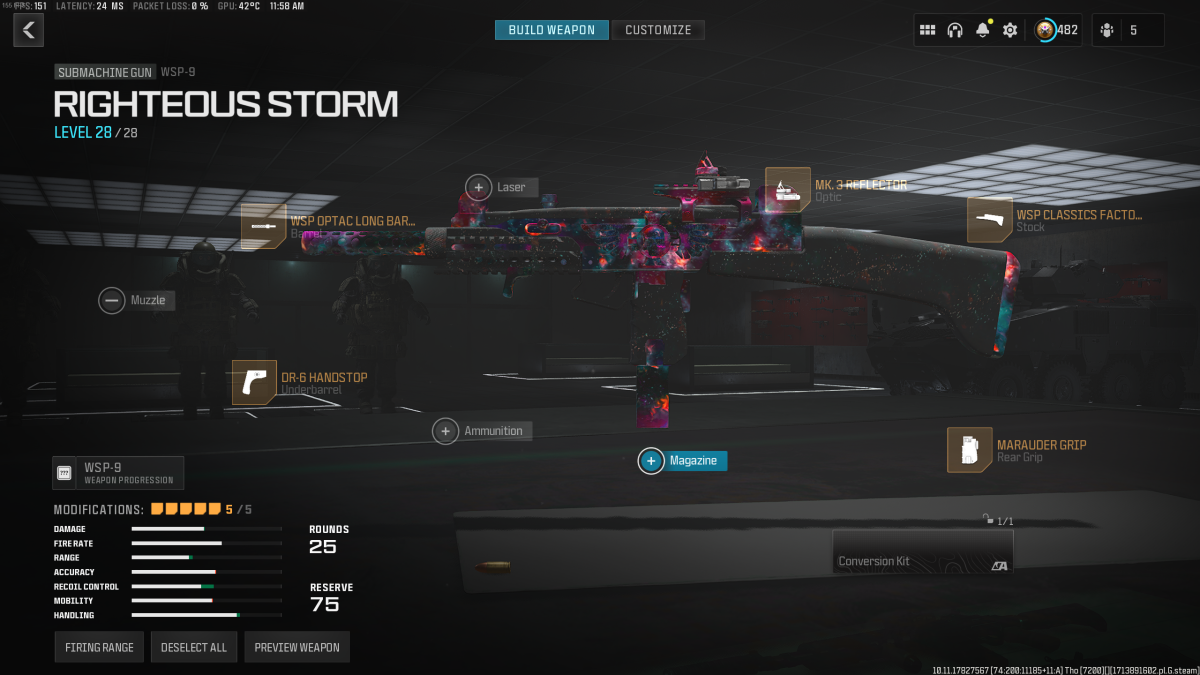 The WSP-9 loadout in Ranked Play. Screenshot by The Escapist