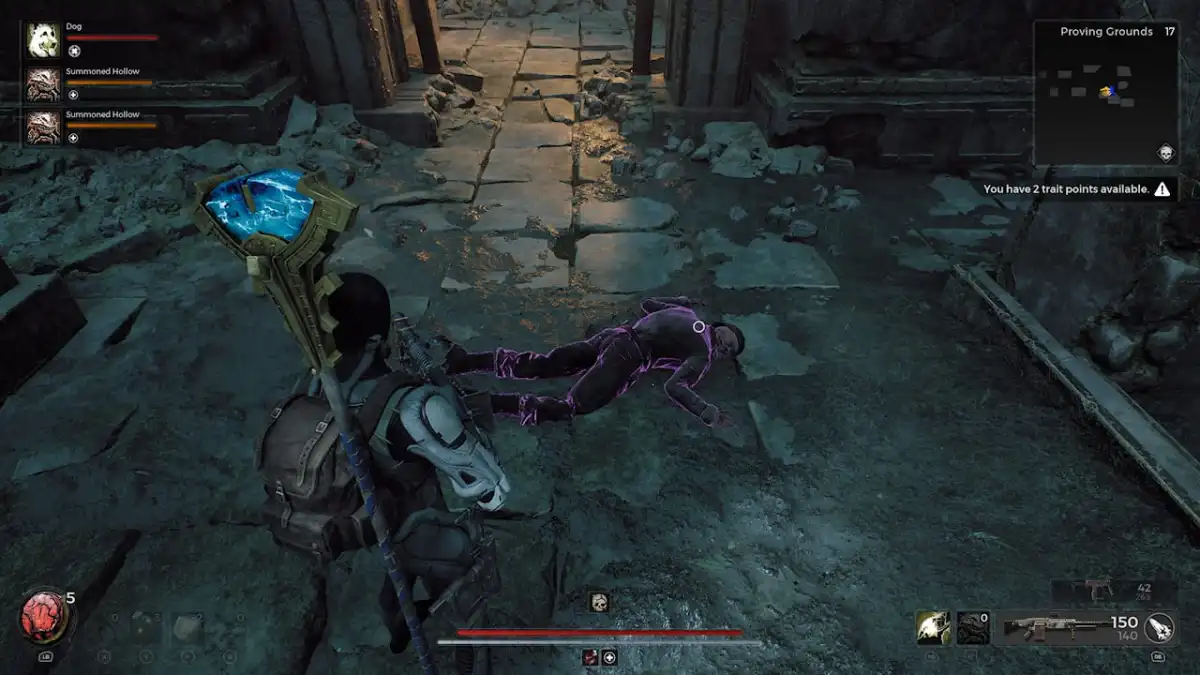 Image of the dead soldier you can loot the Combat Armor from in the Proving Grounds
