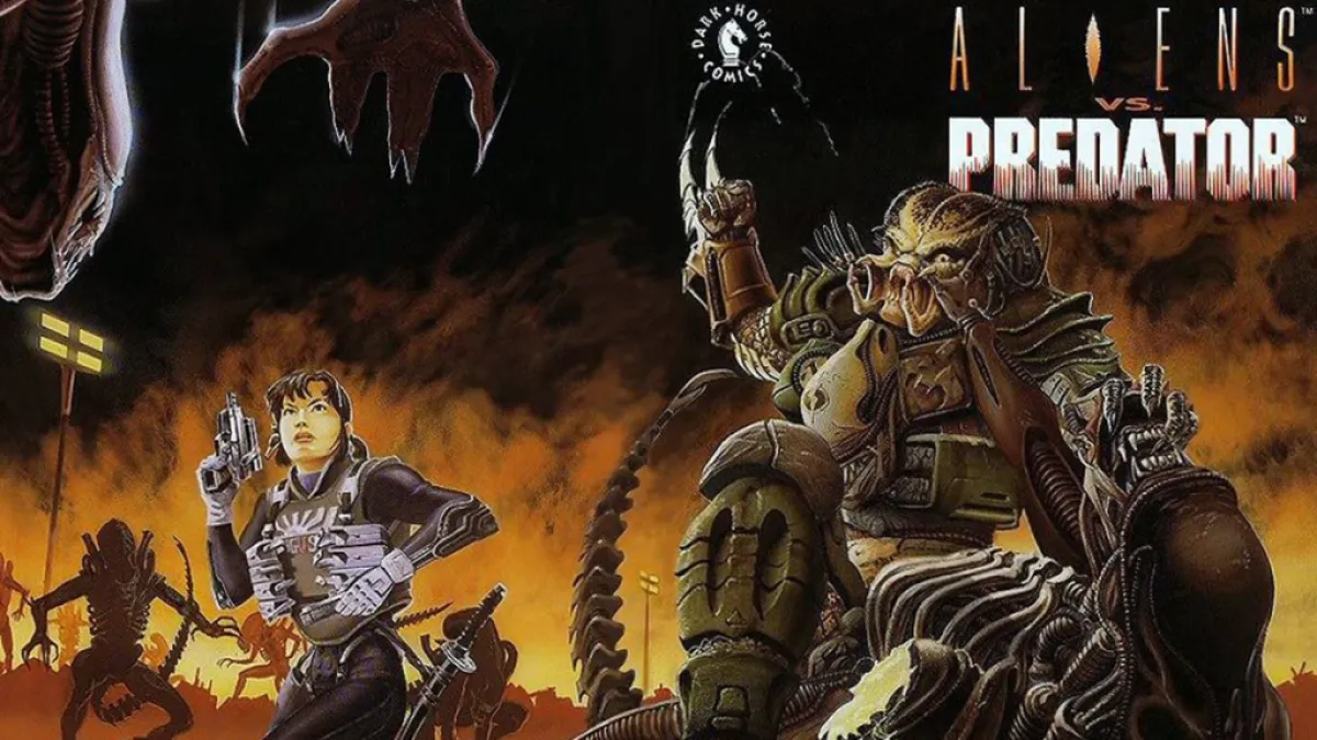Predator attacking a xenomorph in the Aliens vs. Predator original comic