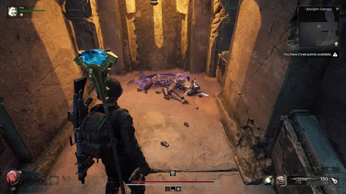 Image of the body of someone wearing the Disciple Armor, which you can loot for yourself, in Remnant 2