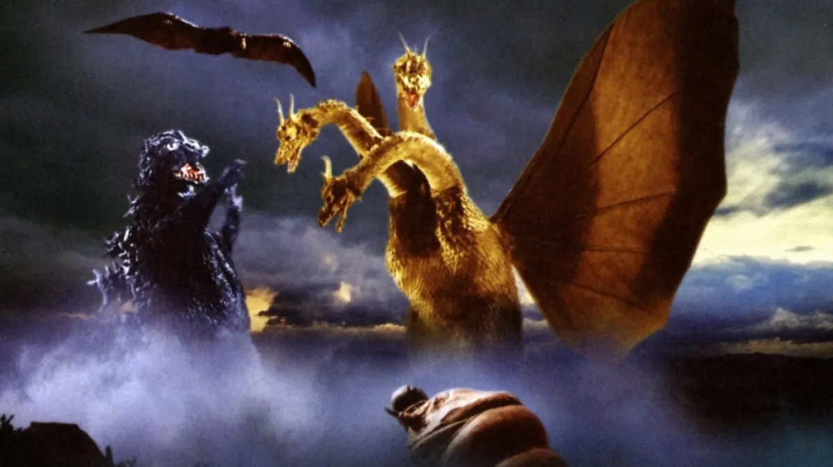 Godzilla, Rodan, and Mothra fight King Ghidorah