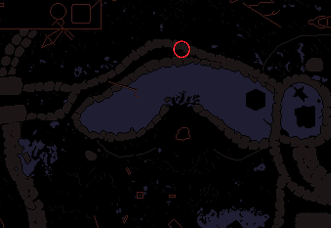 Map of Grounded with a circle around the location of the door that will let you start New  Gam+ in Grounded