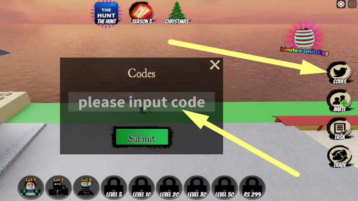 How to redeem codes in Demon Slayer Tower Defense Simulator