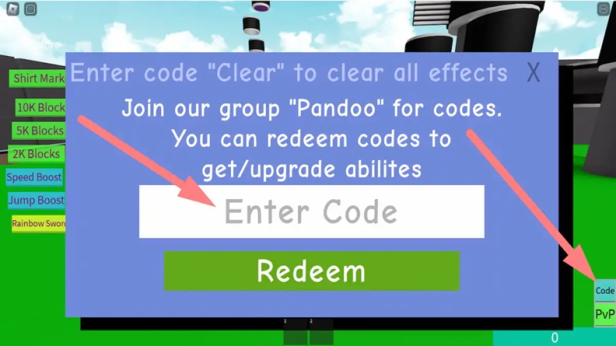 How to redeem codes in First 3 Player Tycoon in Roblox