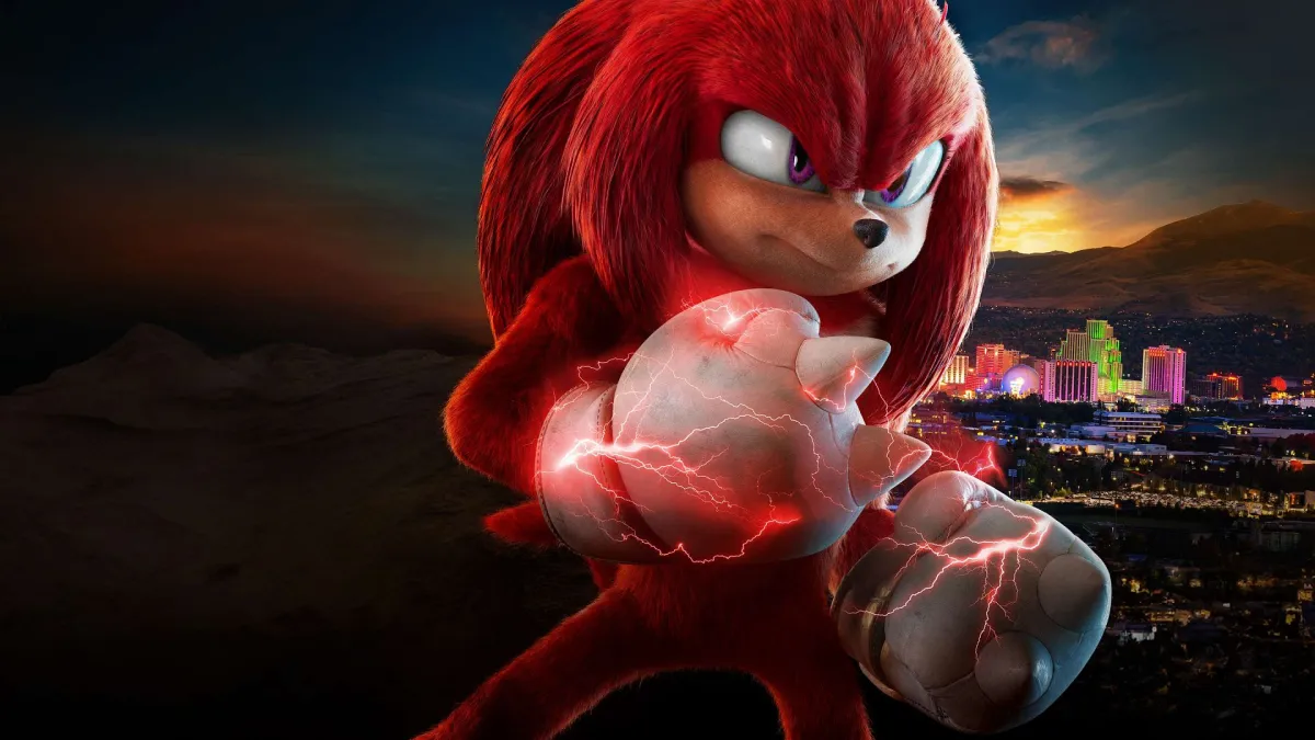 Knuckles with Reno in the background