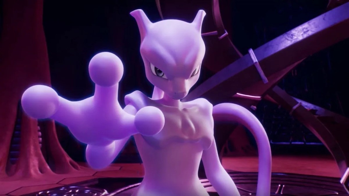 Mewtwo about to attack in Pokemon.