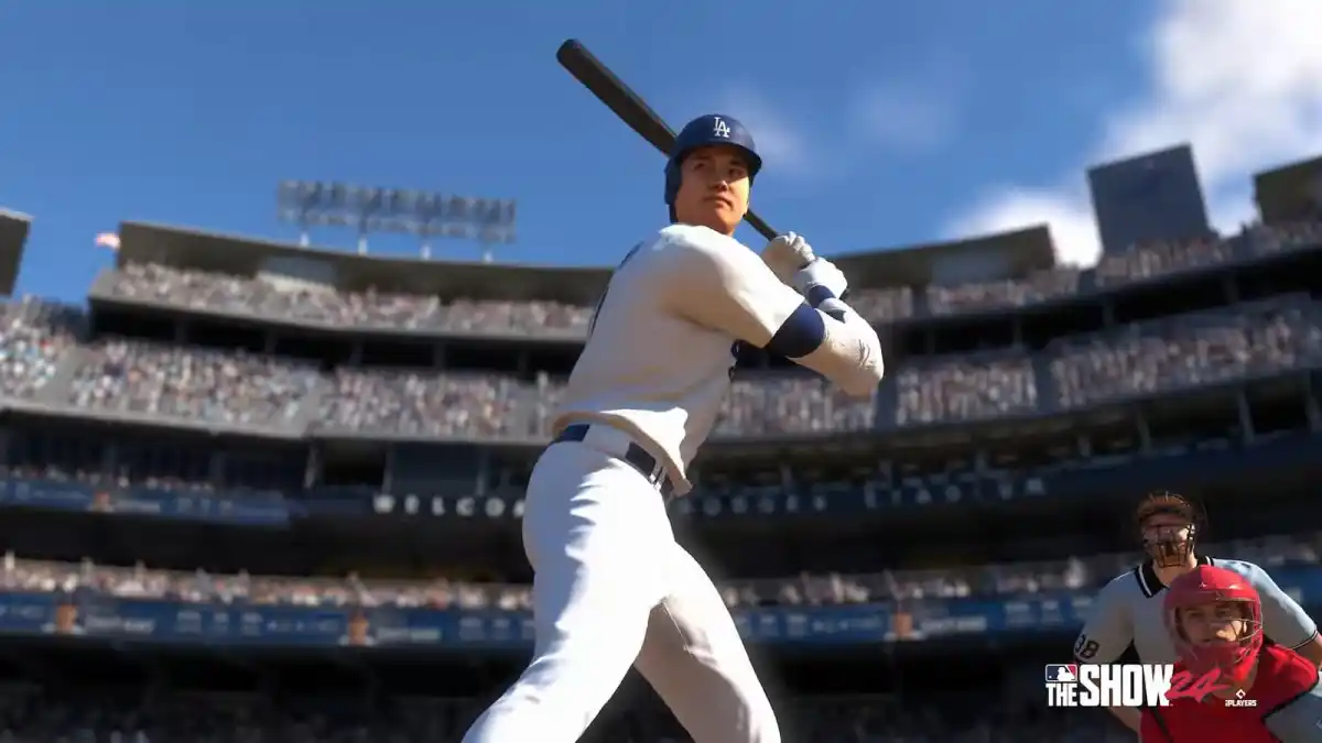 Shohei Ohtani at bat in MLB The Show 24.