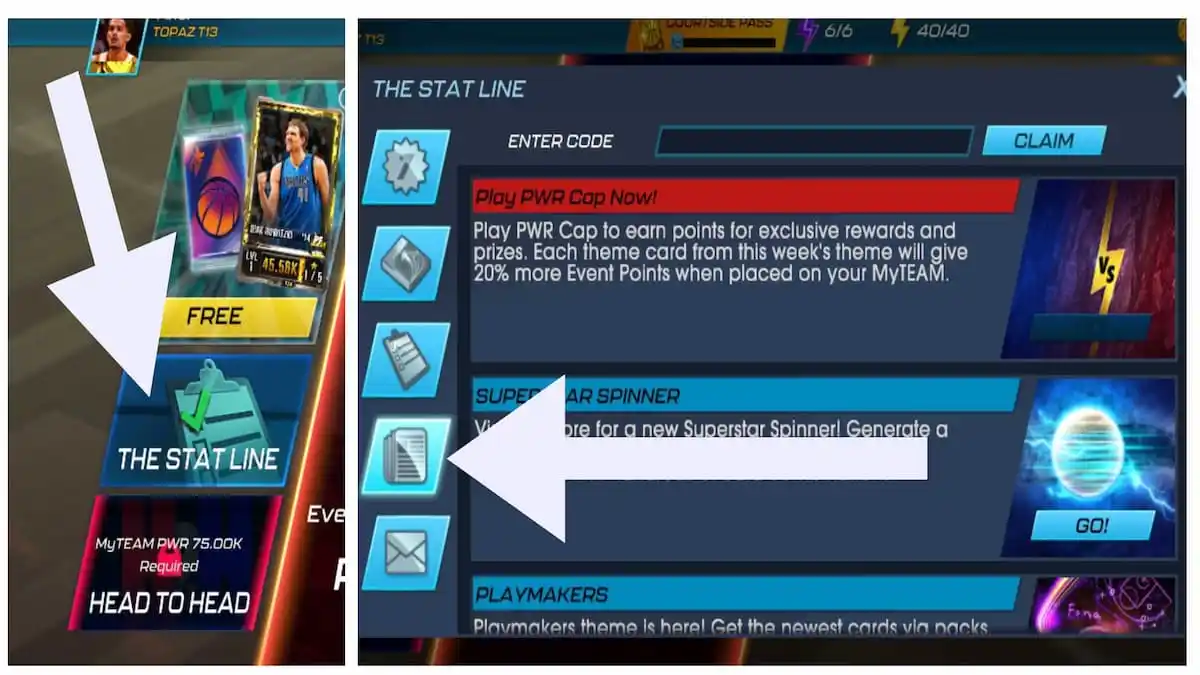 How to redeem codes in NBA 2K mobile.