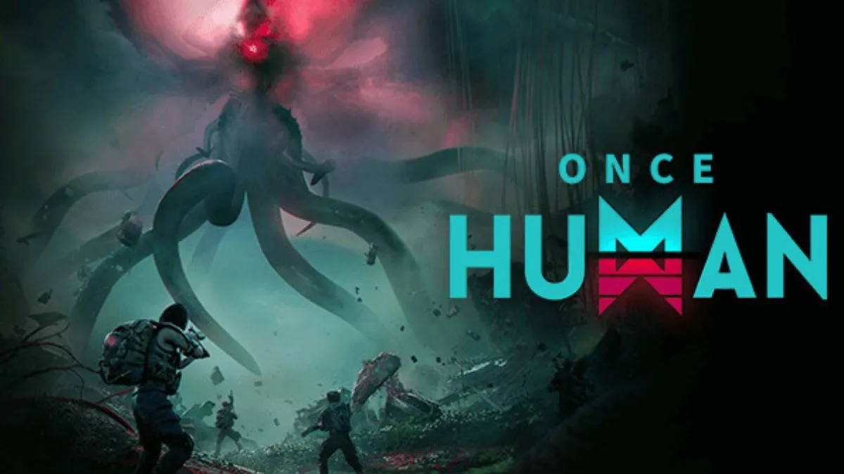 The logo of Once Human in front of a monster.