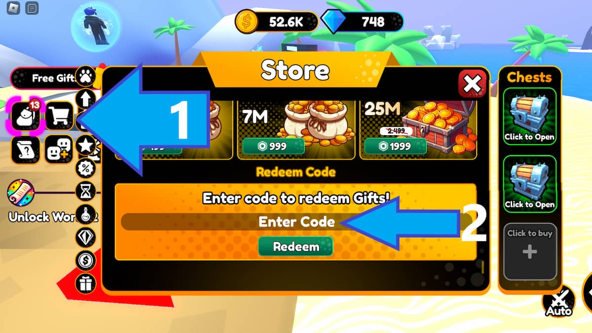 How to redeem codes in Prota Simulator