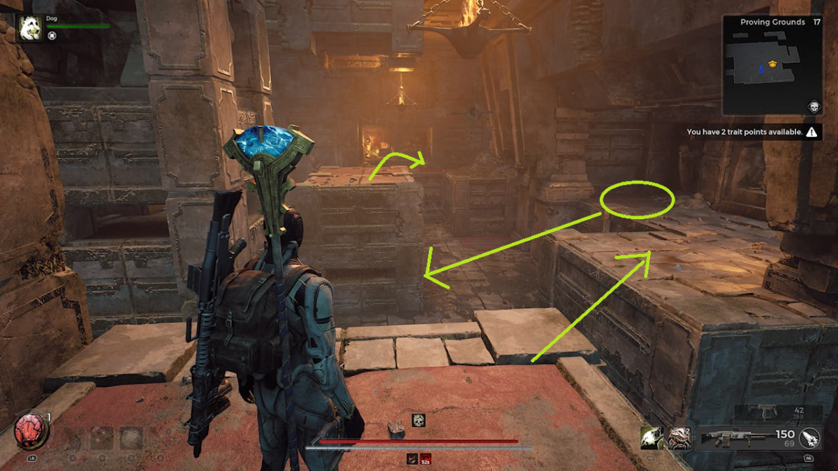 Image of the order of jumps you'll need to make in the Proving Grounds