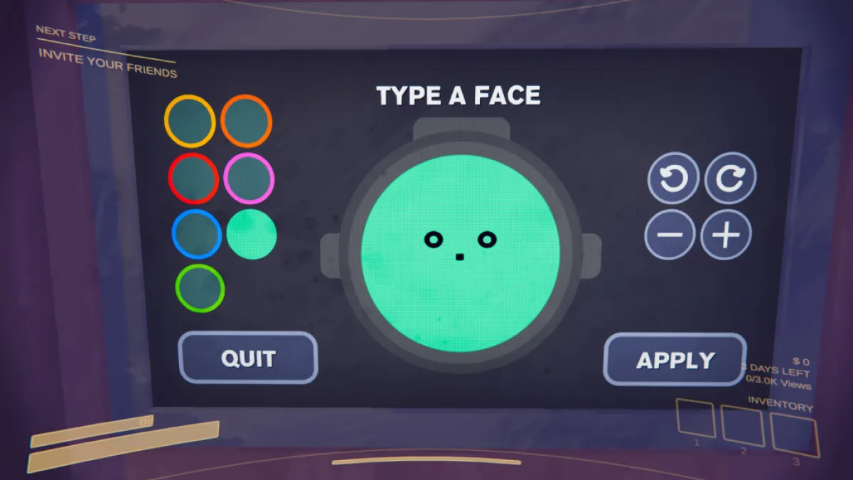 Content Warning's face maker, with a tiny-eyed emoticon. 