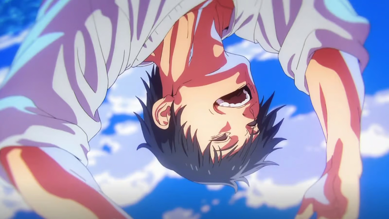 Toji flying in the air in JJK. This image is part of an article about how tall Toji is in Jujutsu Kaisen.