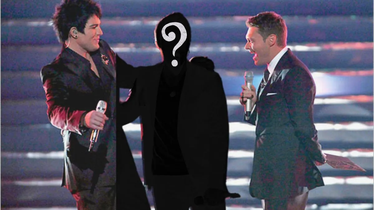 Adam Lambert moving to hug the winner of American Idol Season 8