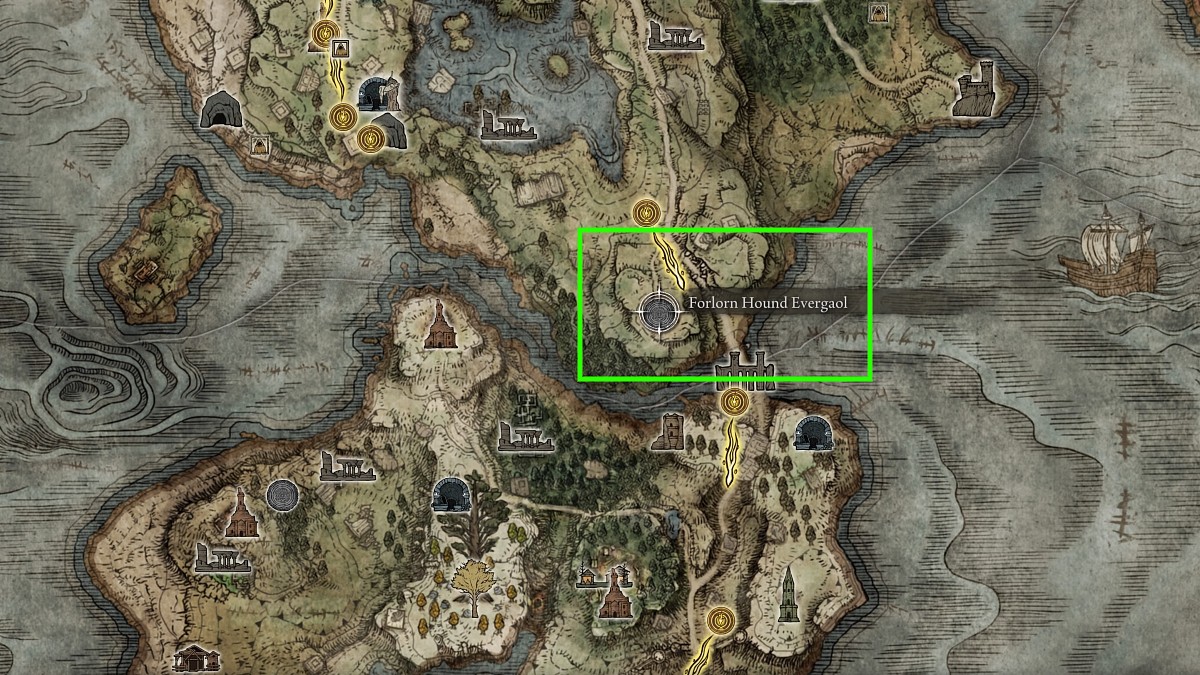 Bloodhound Fang location on the map in Elden Ring.