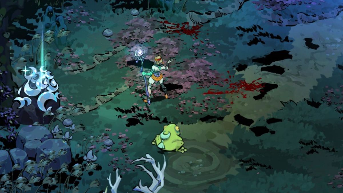 Screenshot from Hades 2, showing Melinoe and Frinos in battle ready stances